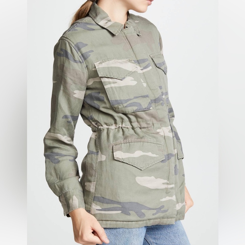 Rails Whitaker Tencel Linen Blend Camo Jacket w Faux Fur Lining Sz Medium Green - Picture 3 of 11